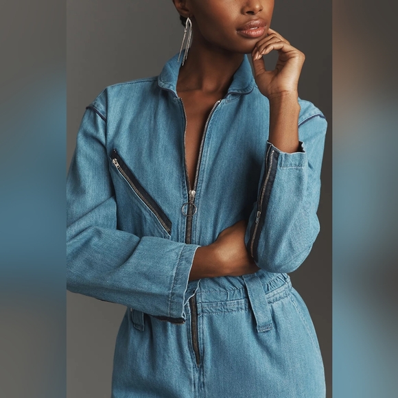 Anthropologie Seventy + Mochi Amelia Denim Jumpsuit - Picture 2 of 5